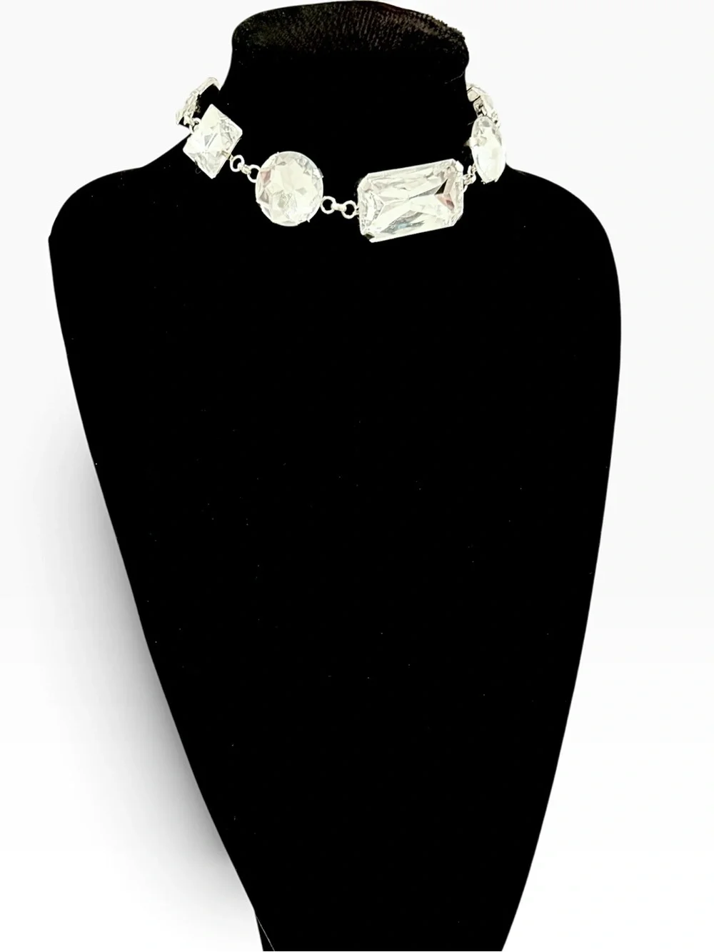 WHBM Clear Crystal Statement Choker Necklace NWT